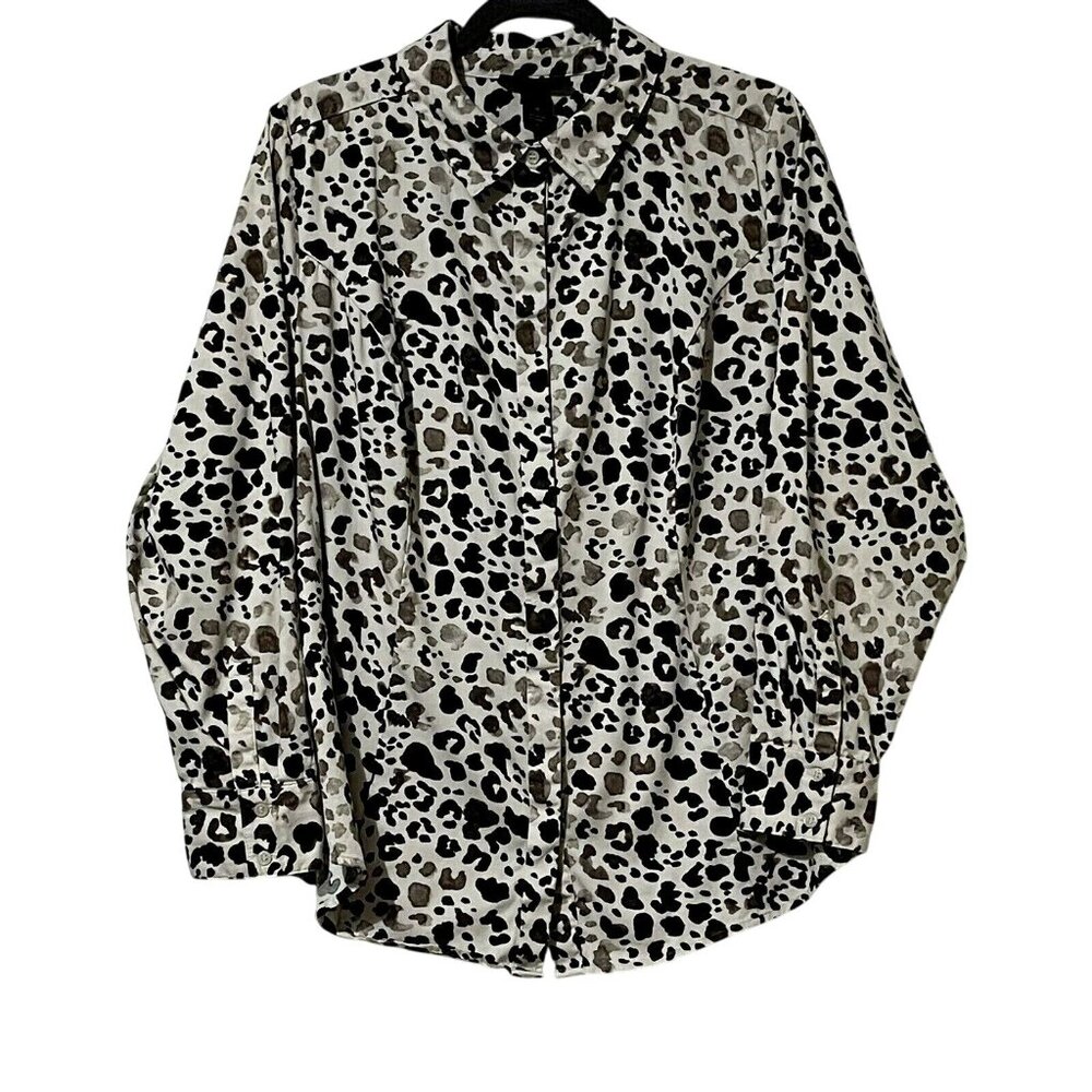 Lane Bryant Size 18 Animal Print Long Sleeve Button-Up Shirt